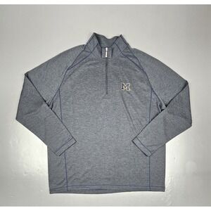 Tommy Bahama Michigan Wolverines Pullover Mens XL Gray Qt Zip Long Sleeve‎